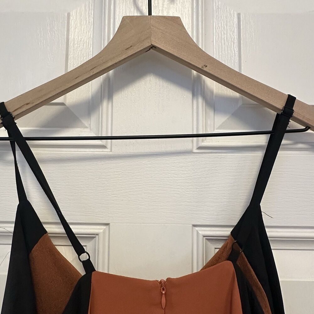 TOBI Rust Orange Black Side Stripe Maxi Slip Dress S P Spaghetti‎ Strap - Picture 7 of 10